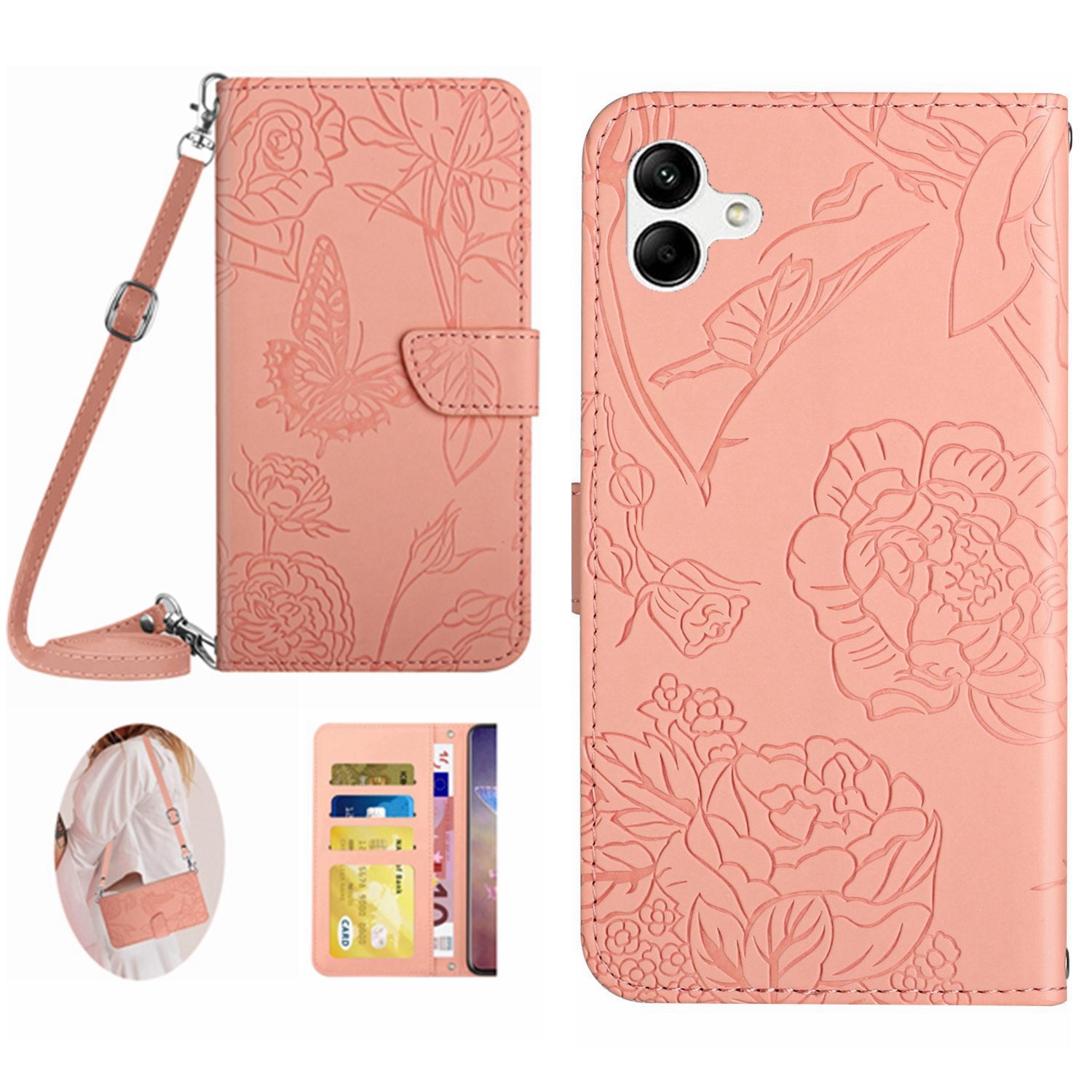 HT03 For Samsung Galaxy A05 4G Leather Case Imprinted Phone Wallet Cover with Shoulder Strap HT03 For Samsung Galaxy A05 4G Leather Case Imprinted Phone Wallet Cover with Shoulder Strap